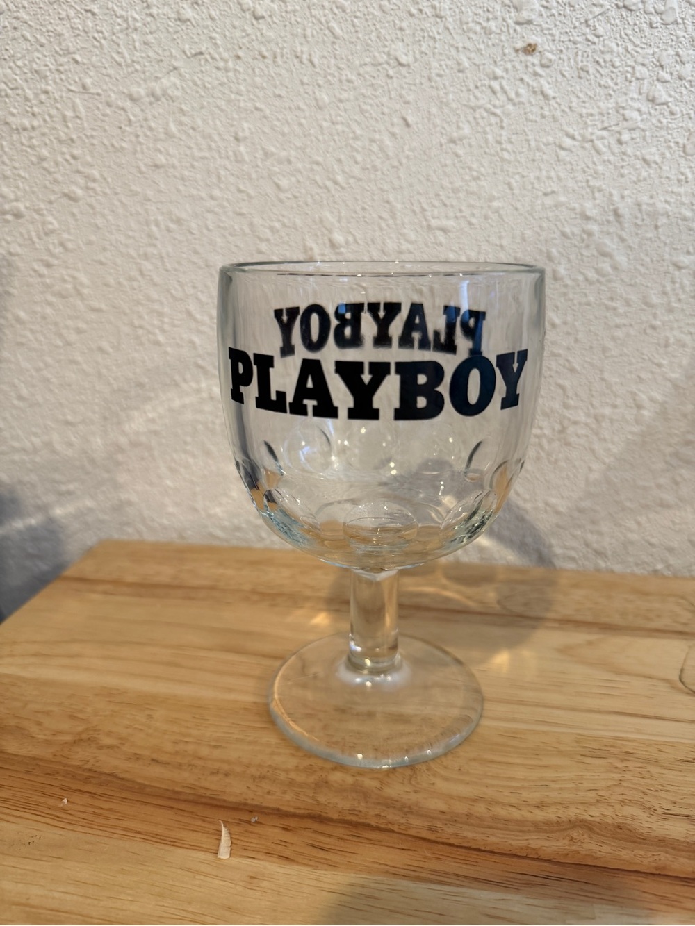 PLAYBOY Clear Glass Goblet with Black Logo